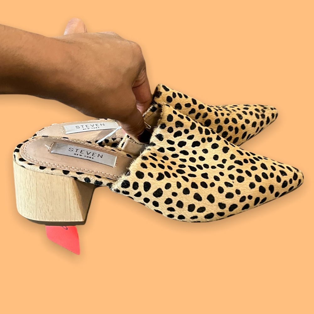 Cheetah print mules